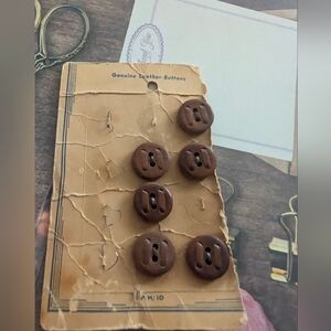 Vintage Brown Leather Buttons Card